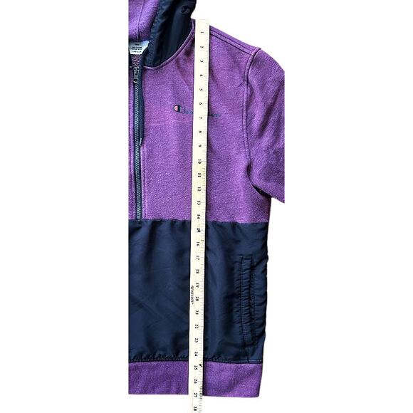 Champion Half Zip Purple & Black Fleece Hoodie Pullover Men's Medium - Picture 2 of 6
